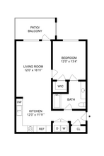 One Bedroom I-308 floor plan